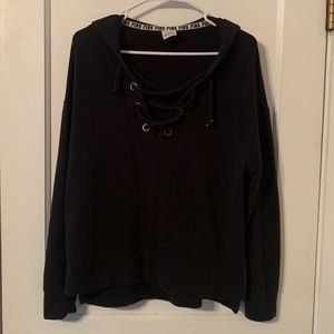 PINK Lace Up Sweatshirt